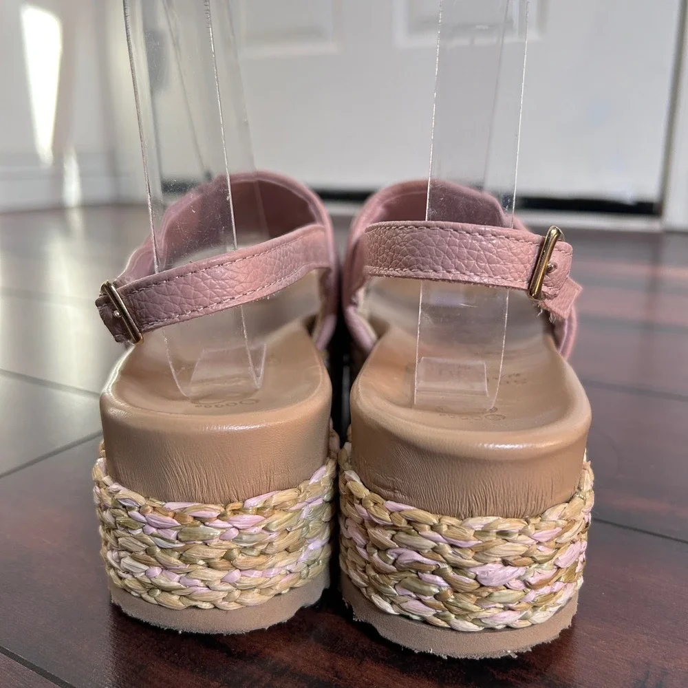Sole Bliss Brandy Platform Espadrille Sandals Women size 37 Bunion Bed Leather